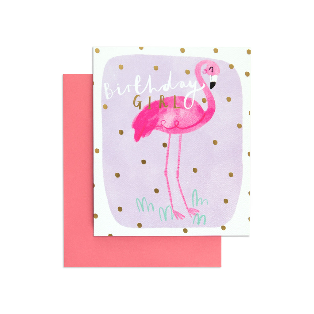 Sweet Polka Dot Flamingo Birthday Card