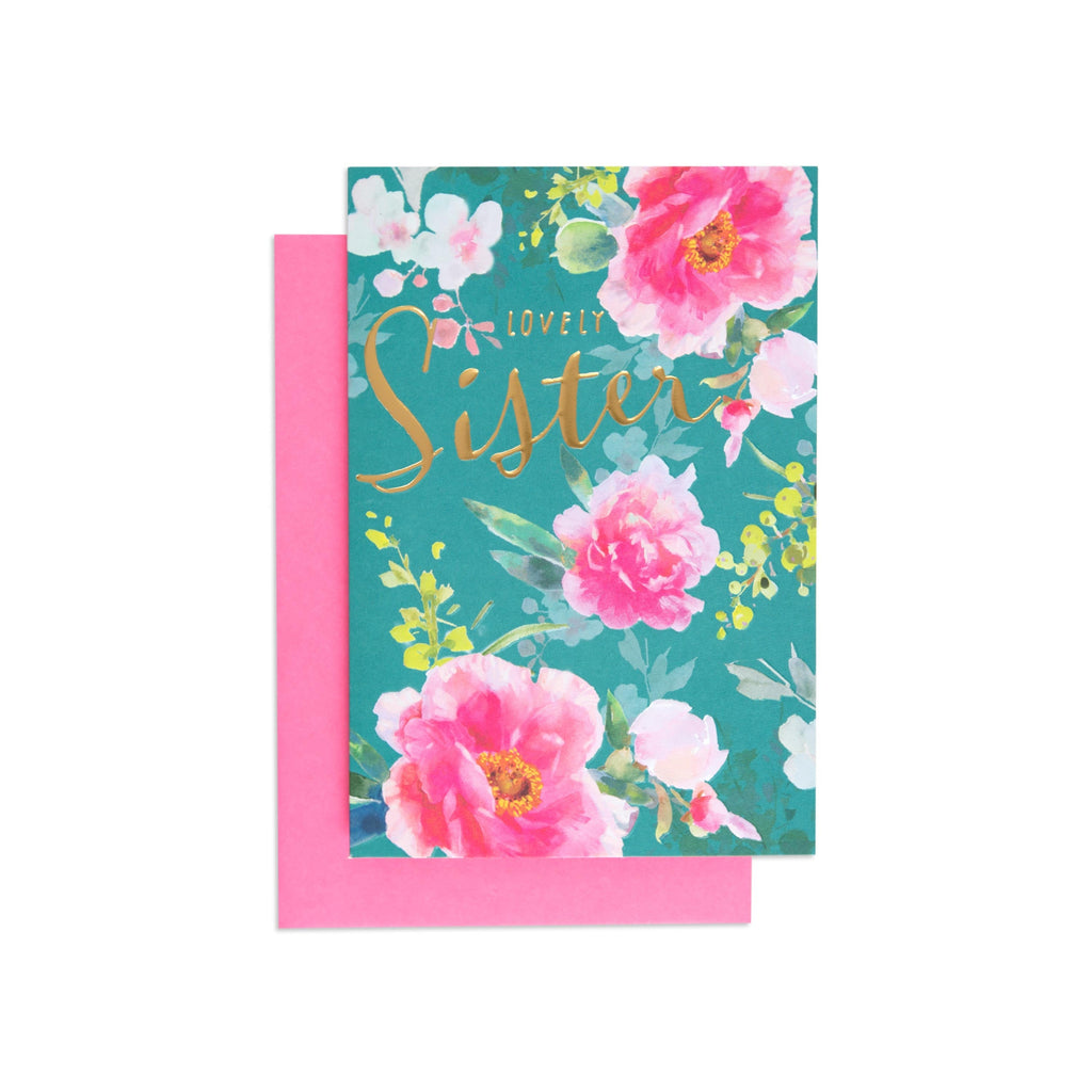 Stylish Floral Elegance Birthday Card for Sister