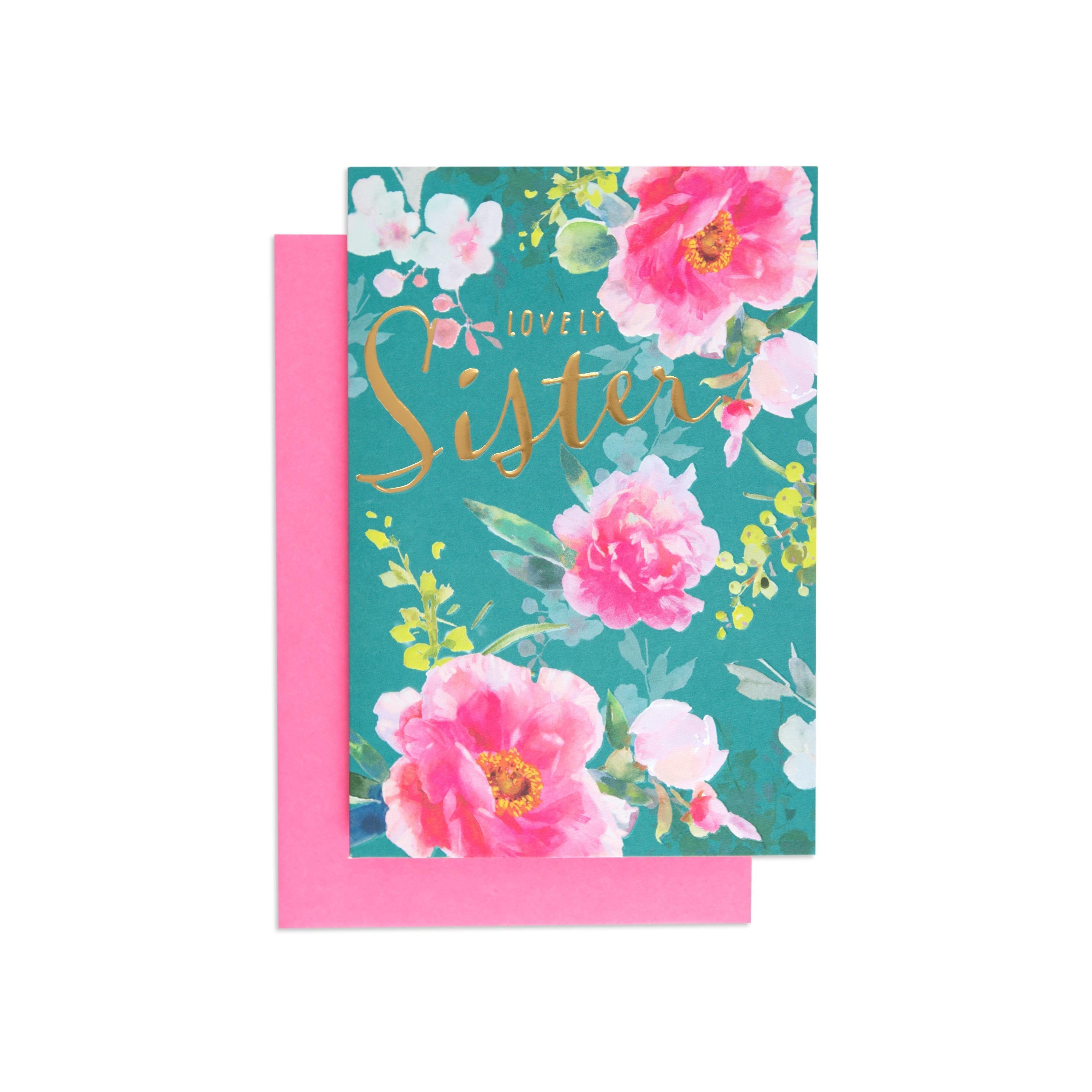 Stylish Floral Elegance Birthday Card for Sister