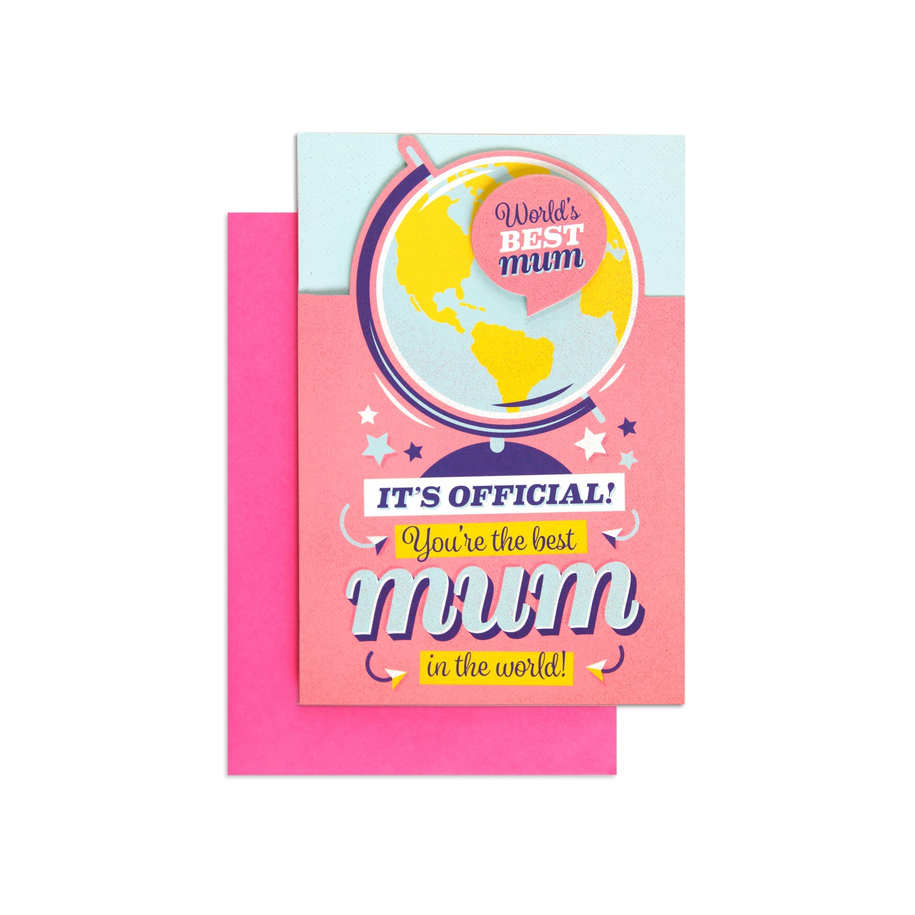 Funny & Colourful World's Best Mum Birthday Card with Detachable Badge