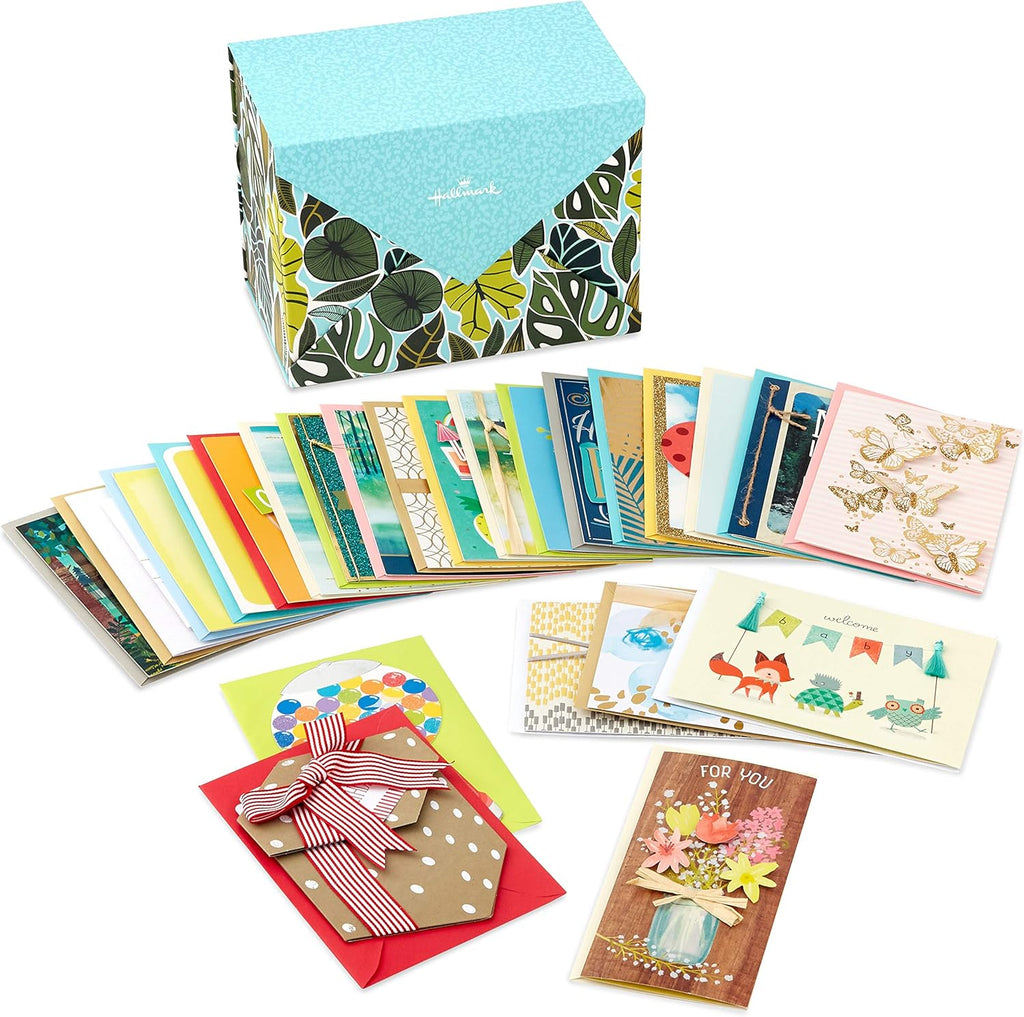 Hallmark Pack of 24 Handmade Assorted Boxed Greeting Cards, Modern Greenery Birthday Cards, Baby Shower Cards, Wedding Cards, Sympathy Cards, Thinking of You Cards, Thank You Cards