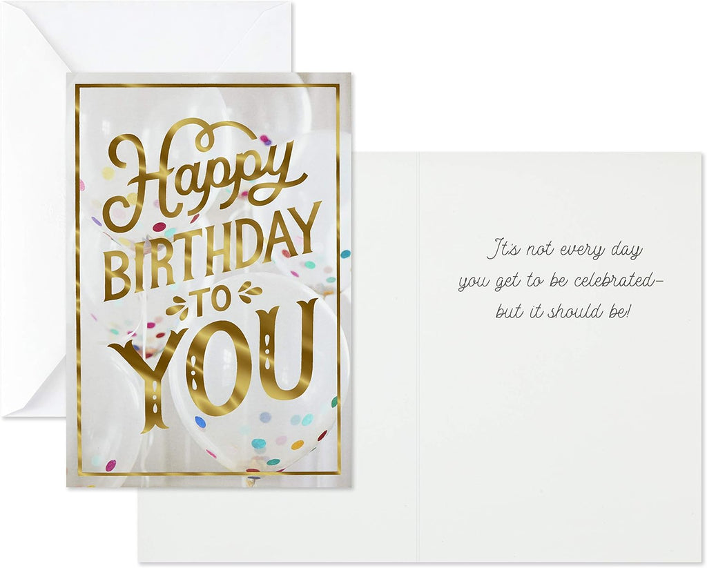 Hallmark Birthday Cards Assortment, Balloons, Cake, Flowers (12 Cards with Envelopes)
