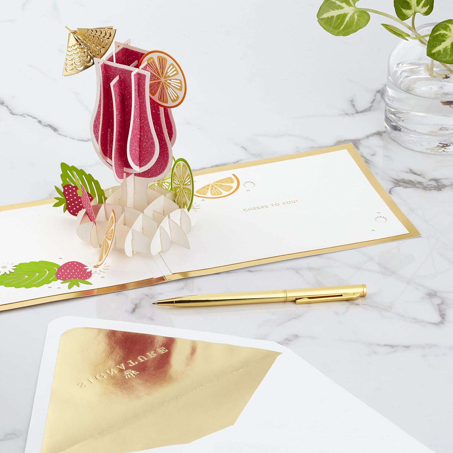 Hallmark Signature Paper Wonder Pop Up Congratulations Card, Birthday Card, College Graduation Card (Cheers, Tropical Drink)