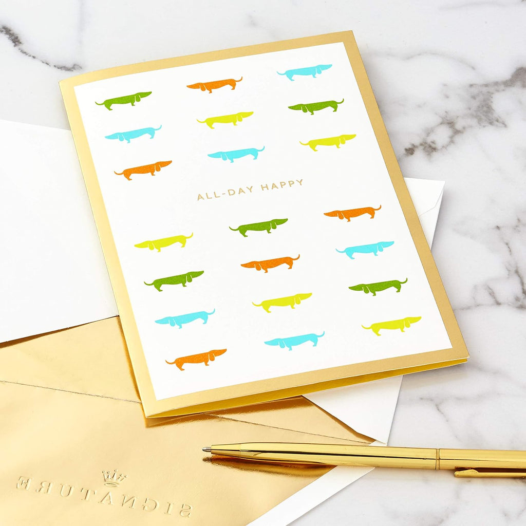 Hallmark Signature Paper Wonder Pop Up Birthday Card, Fathers Day Card (Dachshund, Happy All Day Long)
