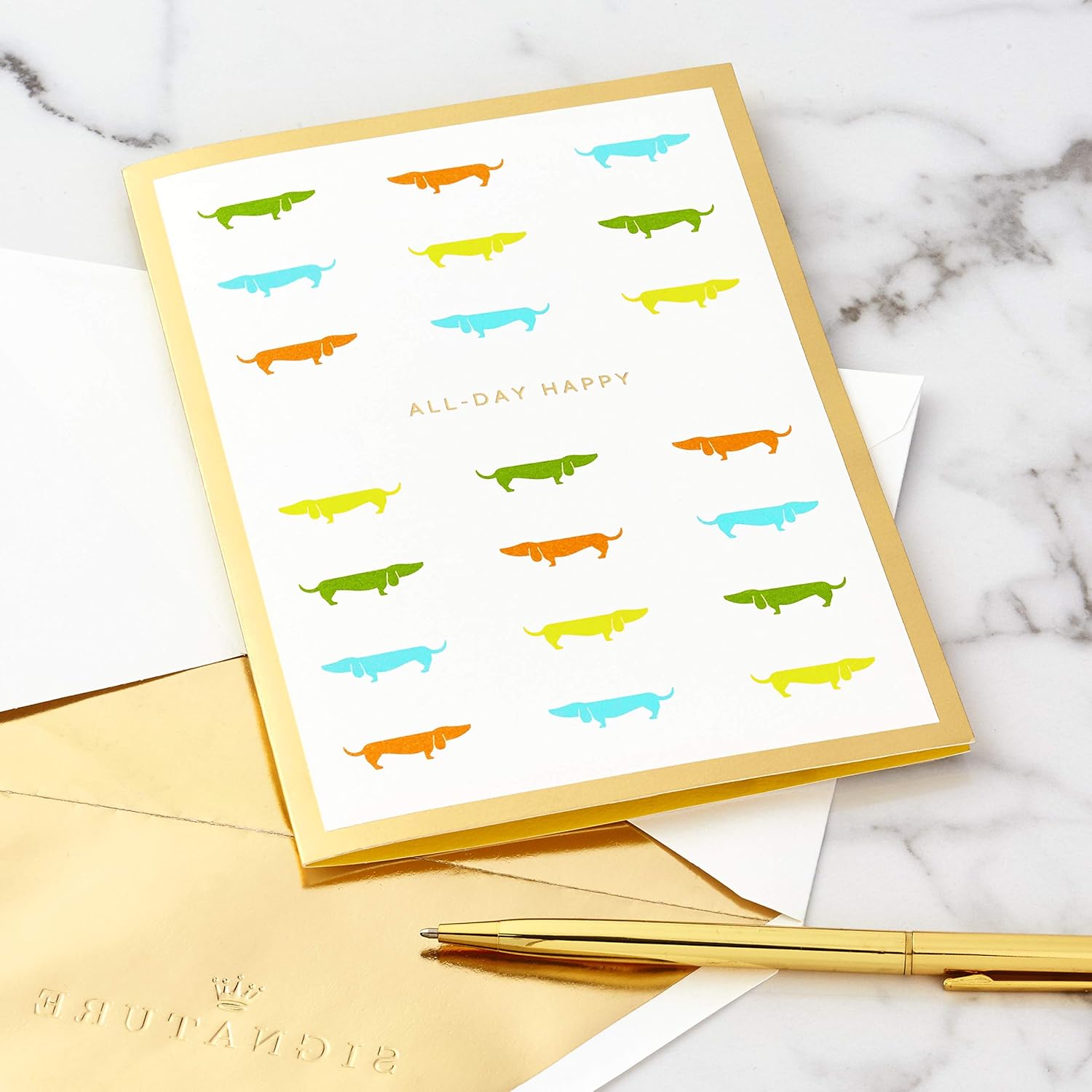 Hallmark Signature Paper Wonder Pop Up Birthday Card, Fathers Day Card (Dachshund, Happy All Day Long)